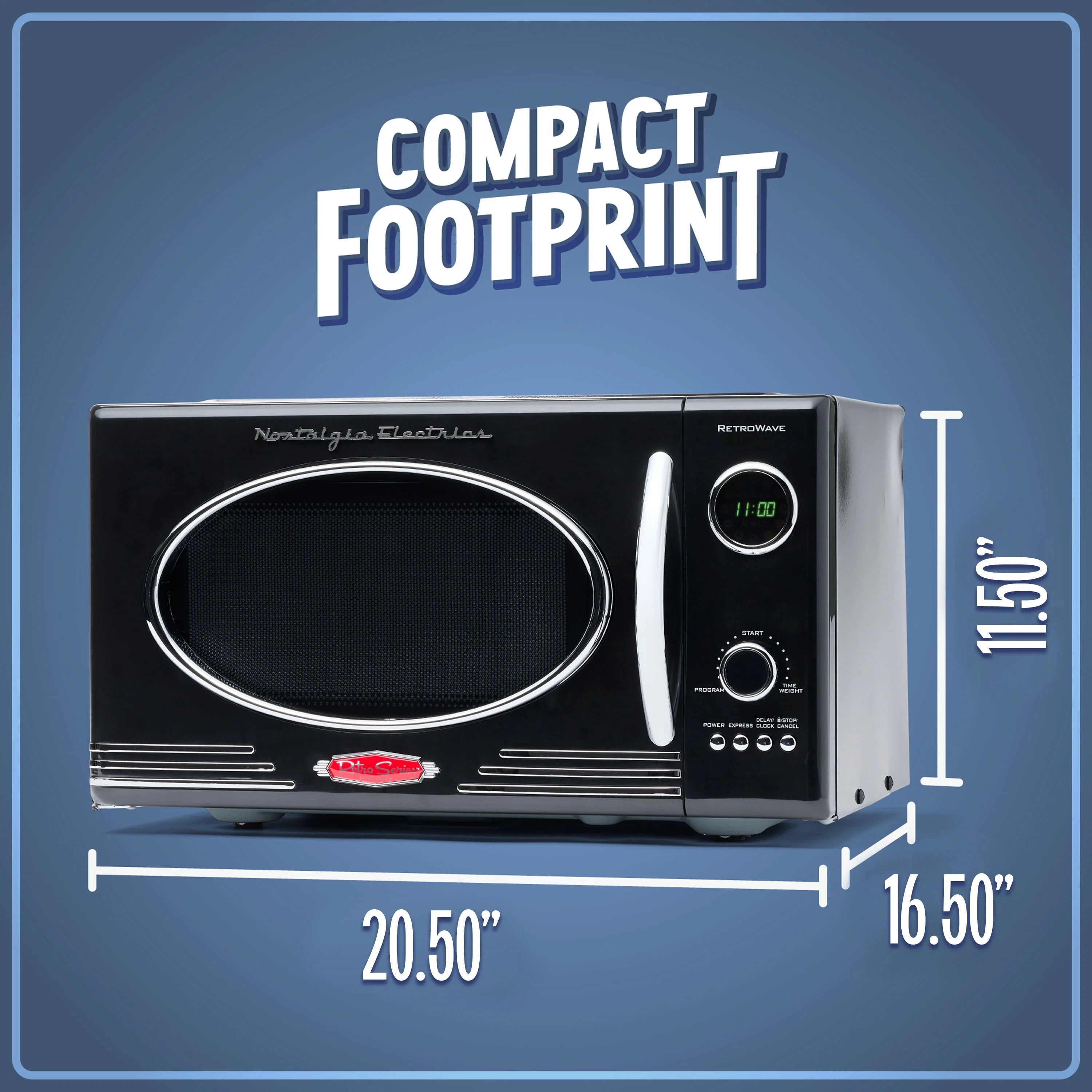 Nostalgia Retro 0.9 Cu Ft 800W Vintage Countertop Microwave (Black)