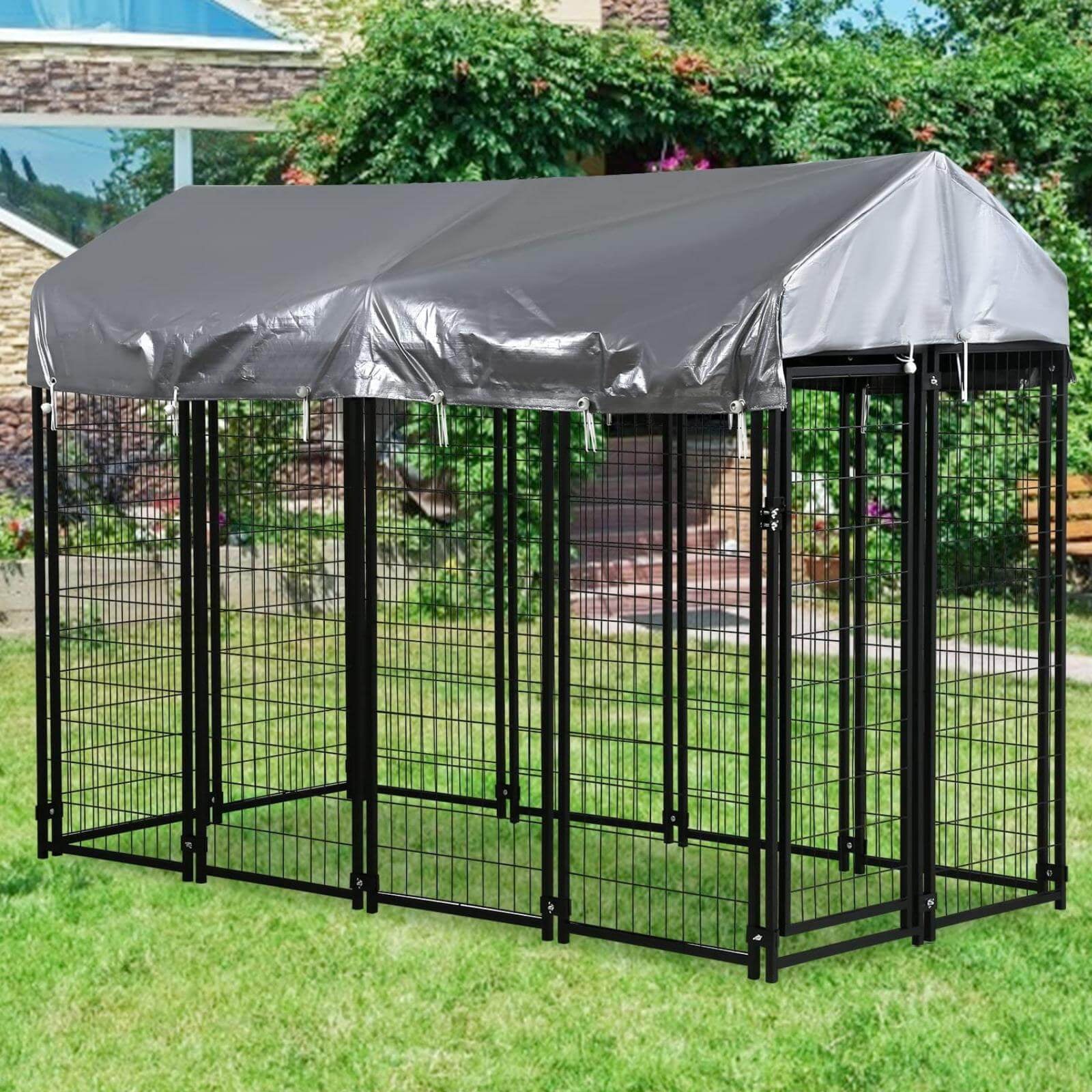 NiamVelo 8x4x6-Foot Heavy-Duty Welded Steel Dog Run Playpen