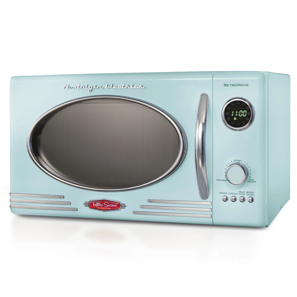 Nostalgia Retro 0.9 Cu Ft 800W Vintage Countertop Microwave (Aqua)