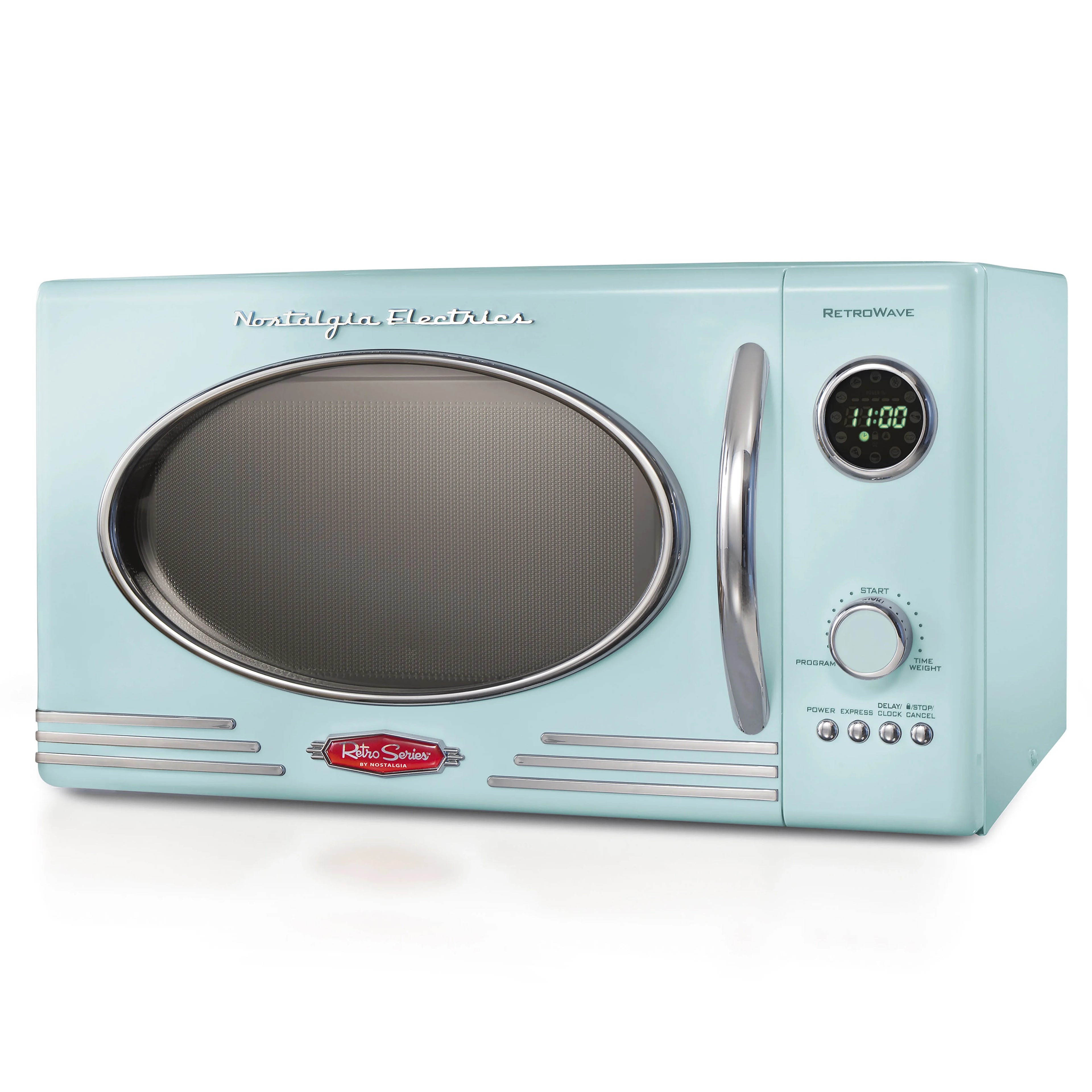 Nostalgia Retro 0.9 Cu Ft 800W Vintage Countertop Microwave (Aqua)