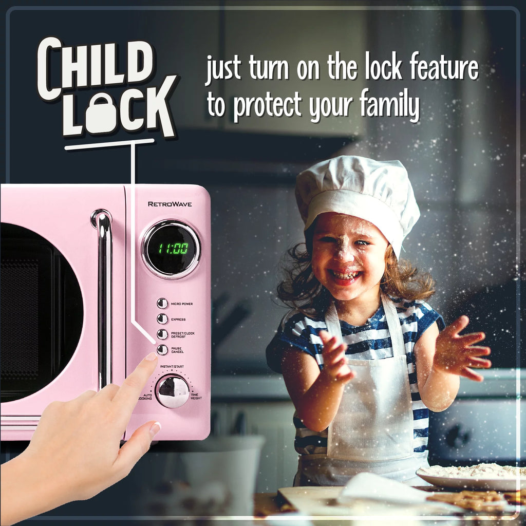 Nostalgia Retro 0.7 Cu Ft 700W Vintage Countertop Microwave (Pink)