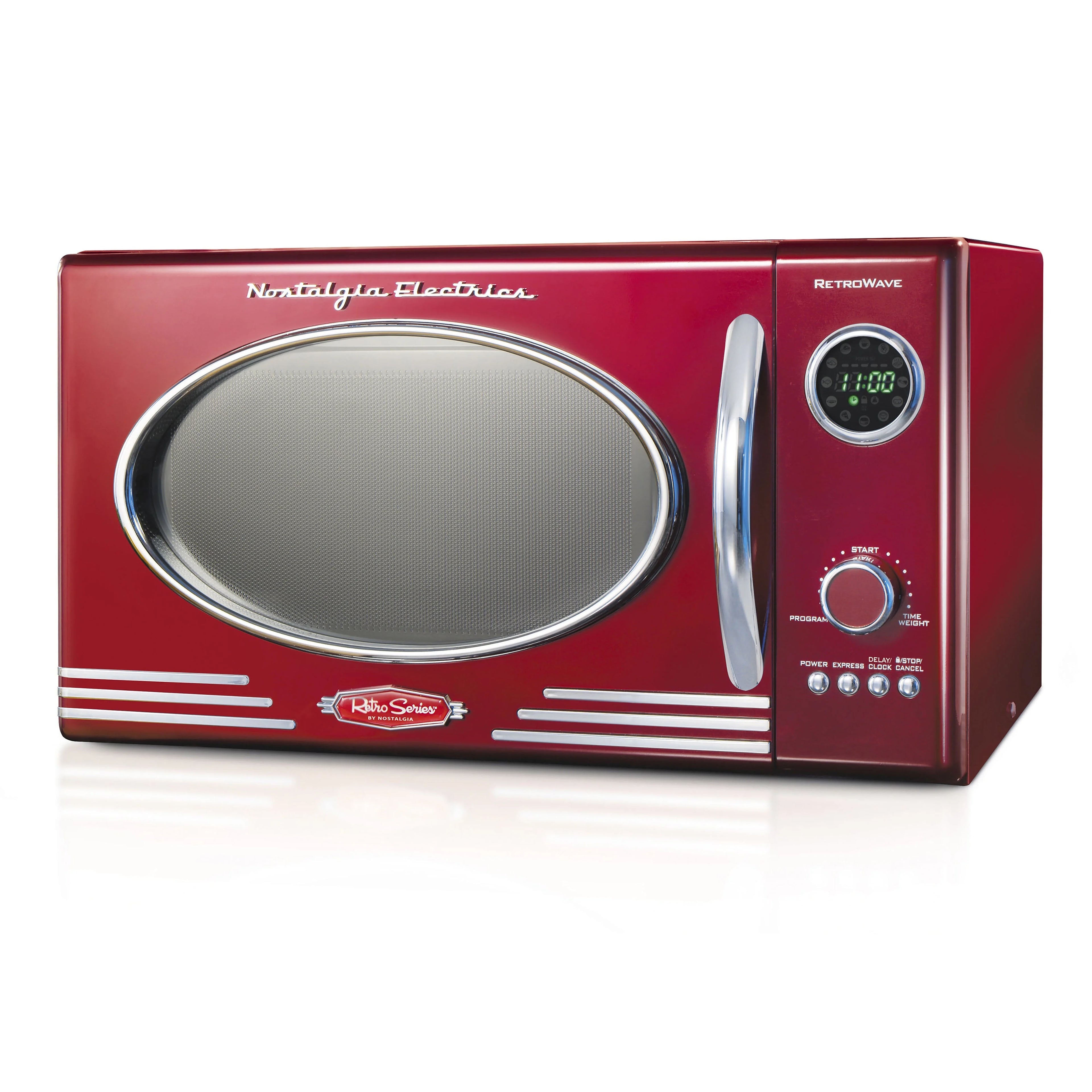 Nostalgia Retro 0.9 Cu Ft 800W Vintage Countertop Microwave (Red)