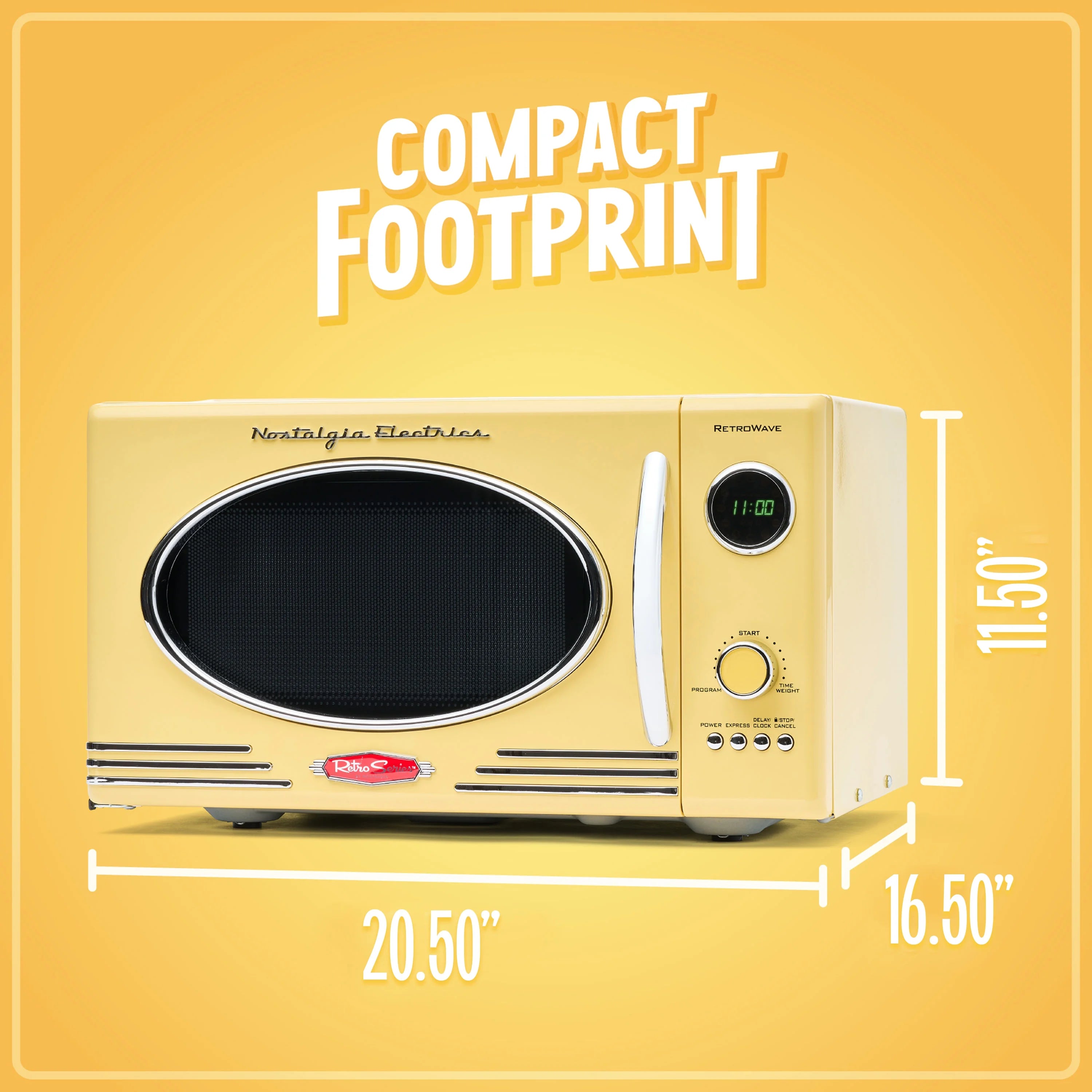 Nostalgia Retro 0.9 Cu Ft 800W Countertop Microwave Oven (Yellow)