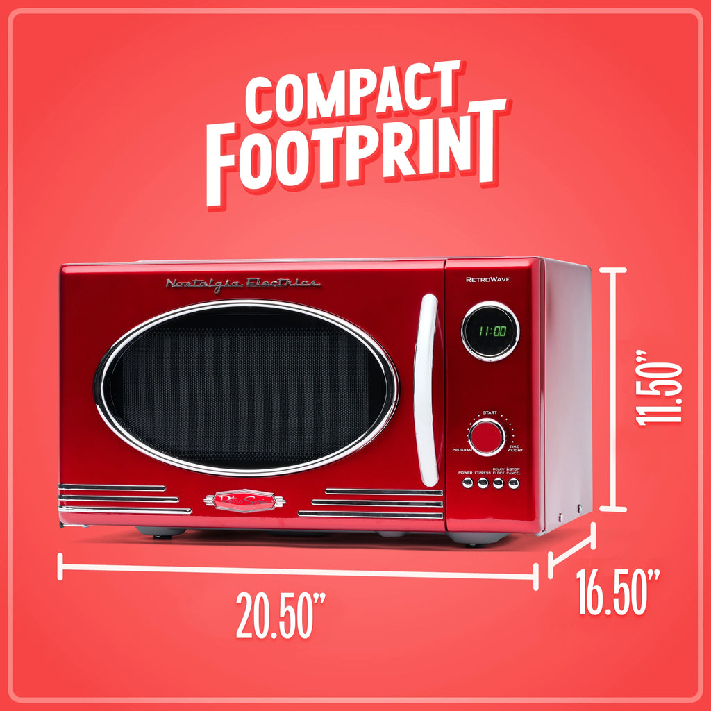 Nostalgia Retro 0.9 Cu Ft 800W Vintage Countertop Microwave (Red)