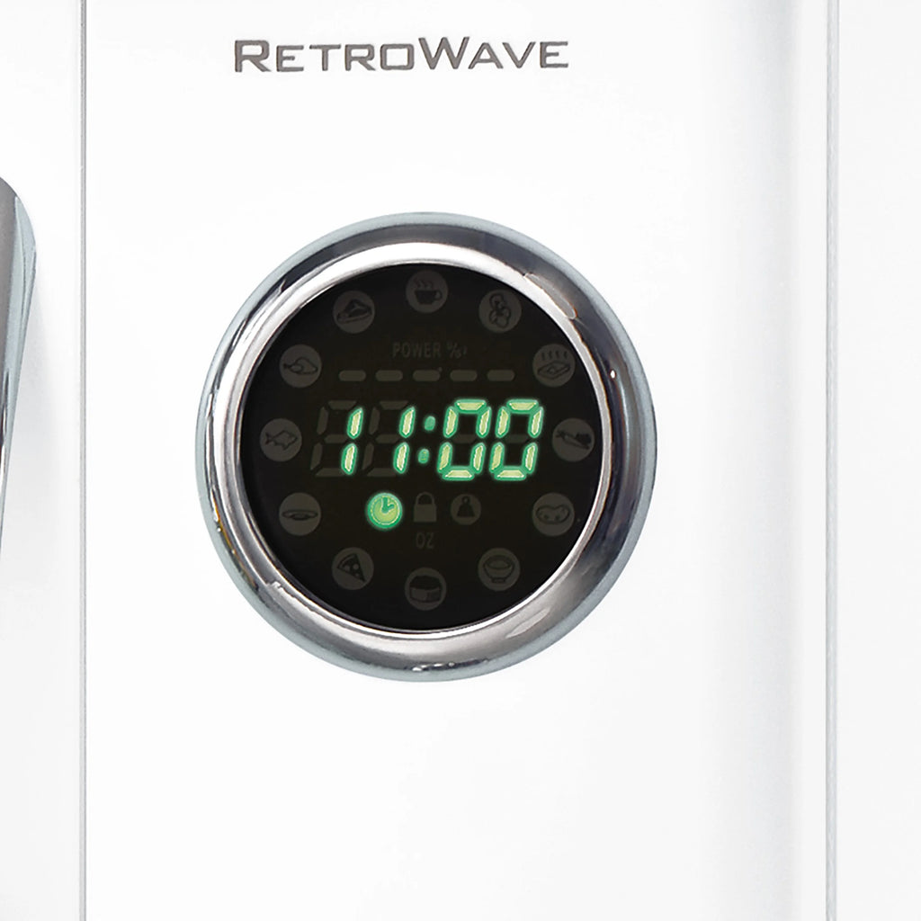 Nostalgia Retro 0.9 Cu Ft 800W Vintage Countertop Microwave (White)