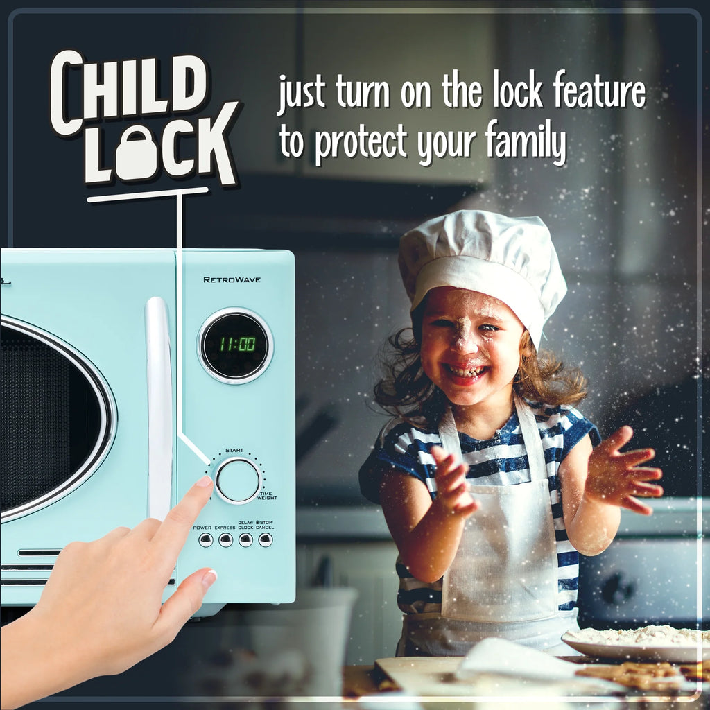 Nostalgia Retro 0.9 Cu Ft 800W Vintage Countertop Microwave (Aqua)