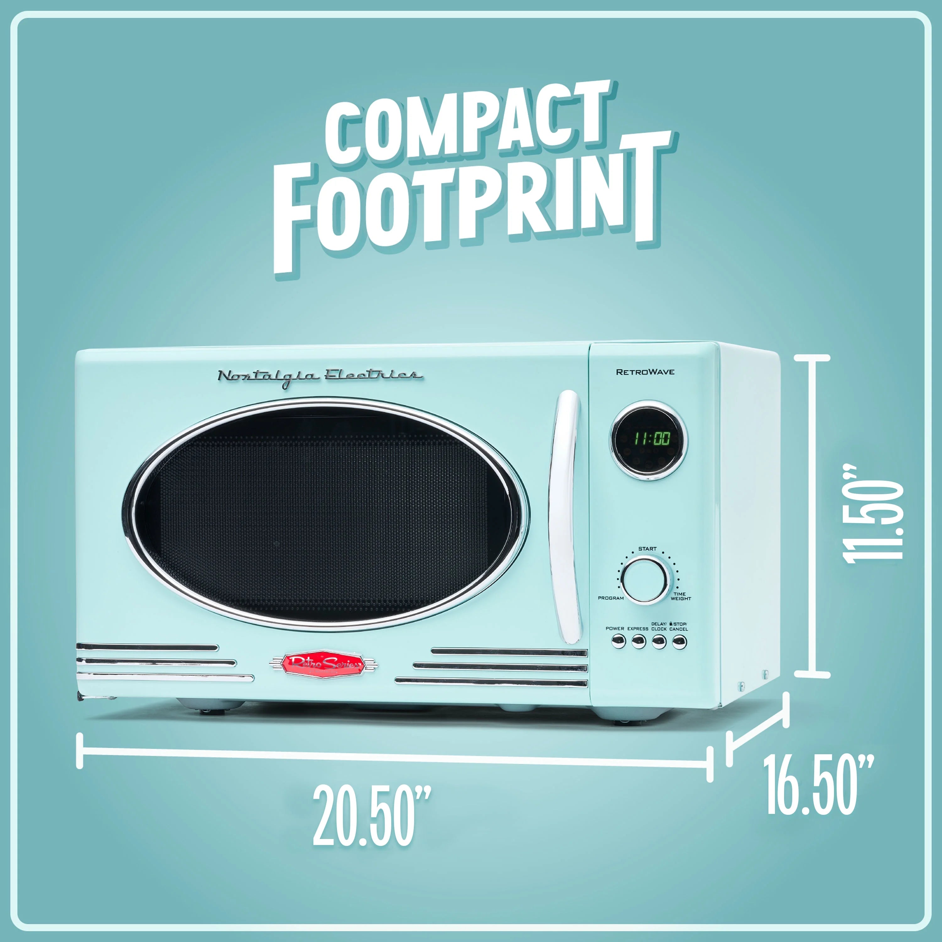 Nostalgia Retro 0.9 Cu Ft 800W Vintage Countertop Microwave (Aqua)