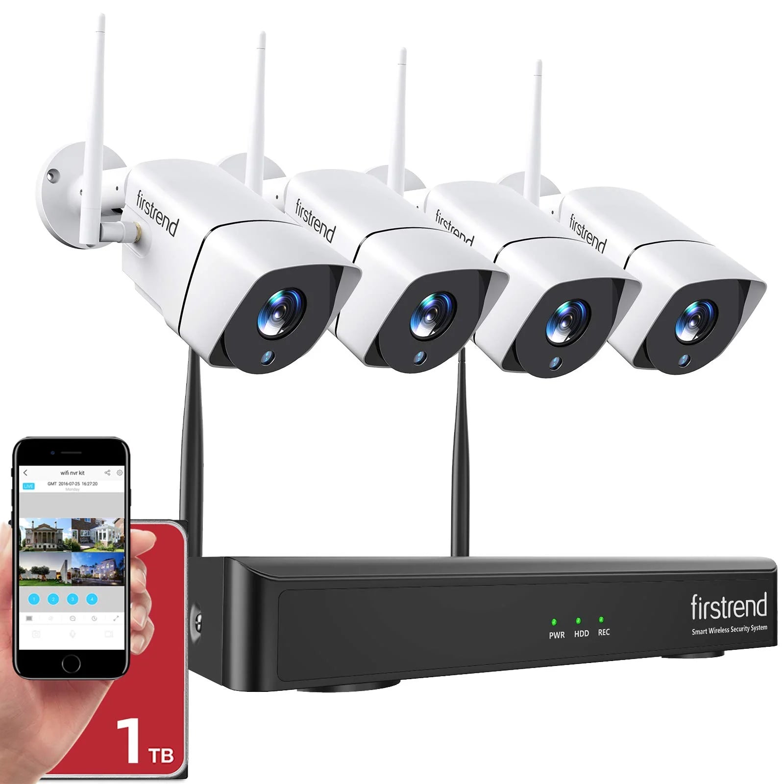 Firstrend 1080P 8-Channel Wireless Security Camera System