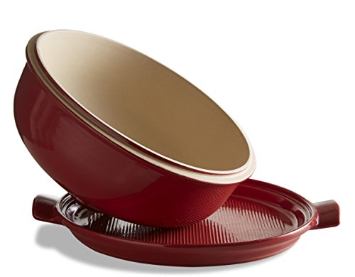 Emile Henry France Ceramic Bread Cloche (Burgundy)
