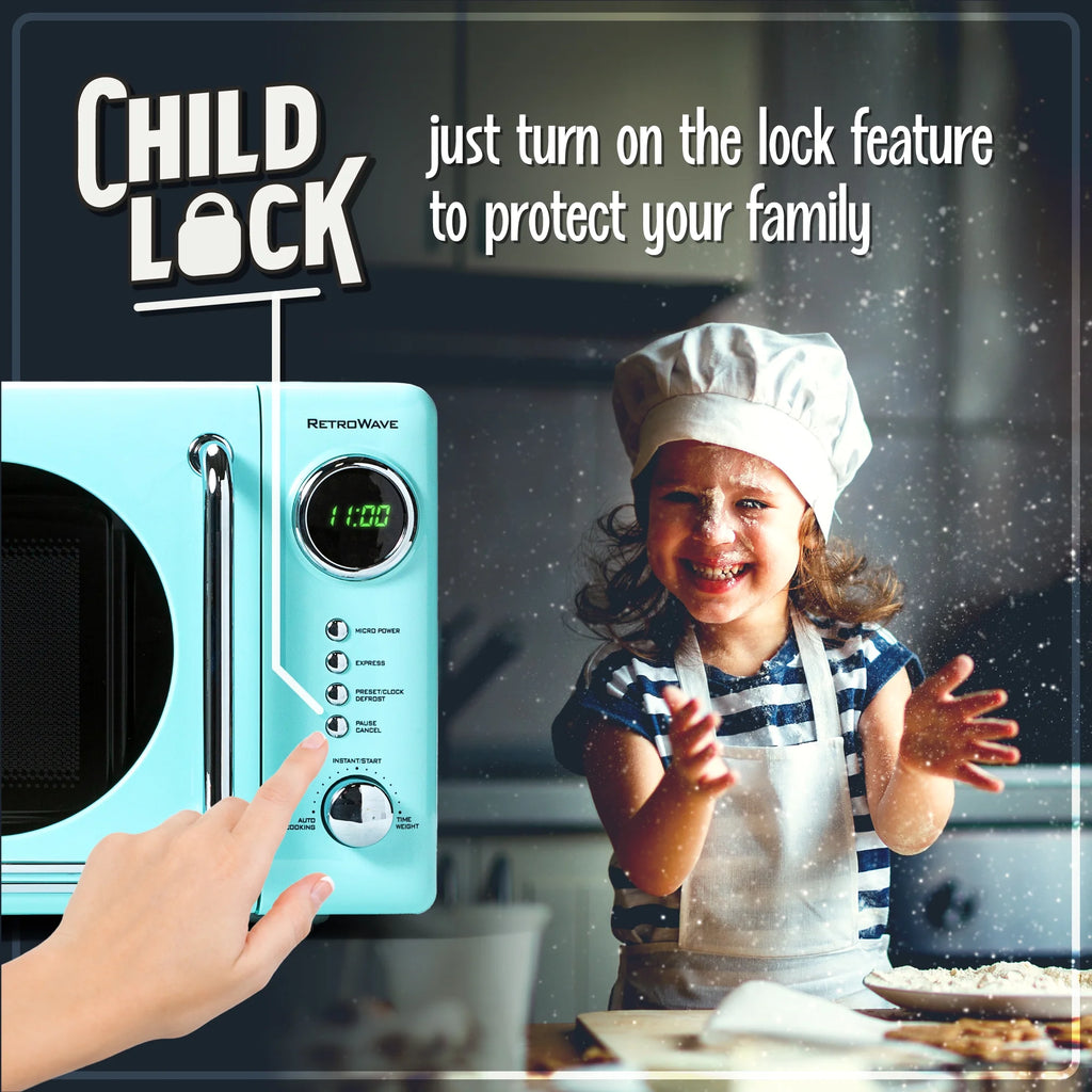 Nostalgia Retro 0.7 Cu Ft 700W Compact Countertop Microwave (Aqua)