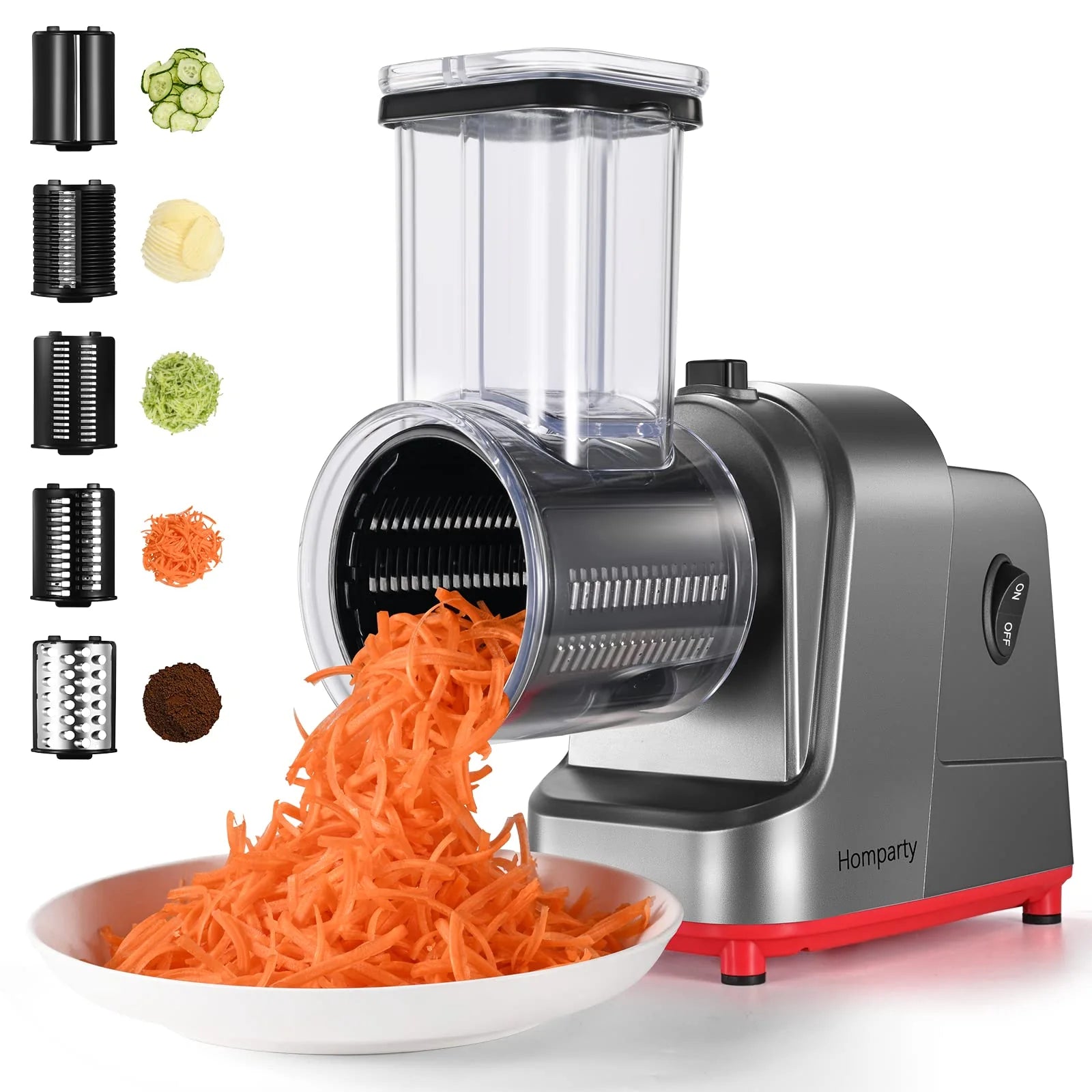 Homparty 250W Electric Cheese Grater & Slicer