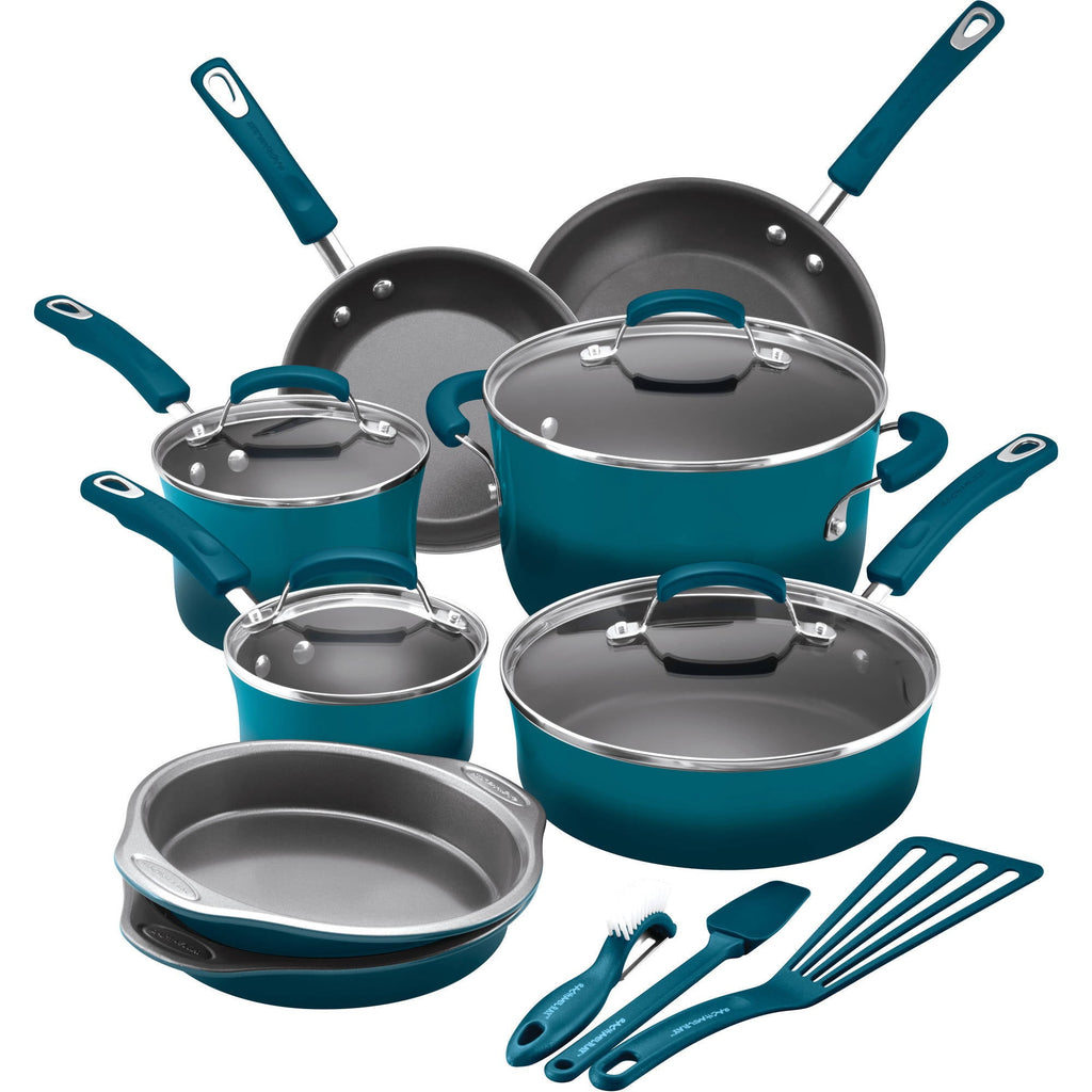 Rachael Ray 15-Piece Non-Stick Cookware Set (Marine Blue)
