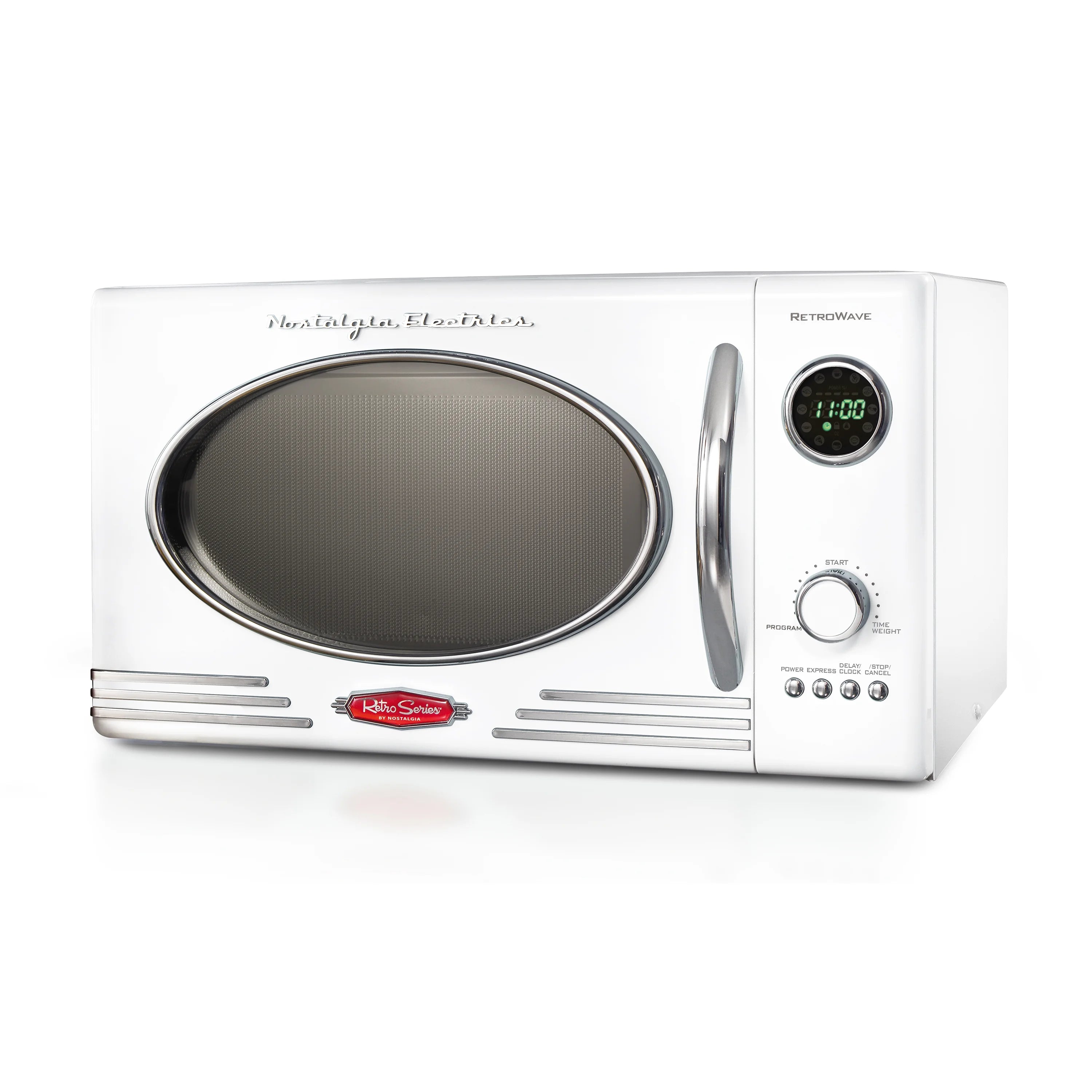 Nostalgia Retro 0.9 Cu Ft 800W Vintage Countertop Microwave (White)